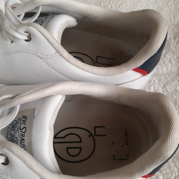 LEVIS SHOES WHITE LEATHER SNEAKERS CASUAL LACE UP LOW TOP-MENS SIZE 12 - Picture 5 of 7